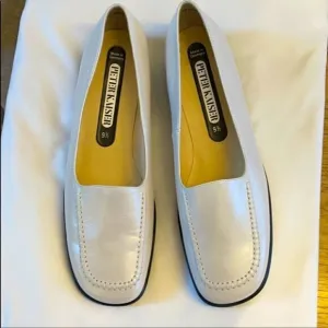PETER KAISER LEATHER SMALL WEDGE LOAFERS. …