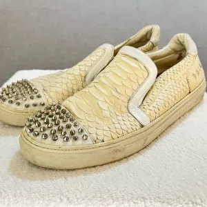 PHILIPP‎ PLEIN STUDDED WHITE LOAFERS/SLIP ONS MENS 12 FAIR CONDITION
