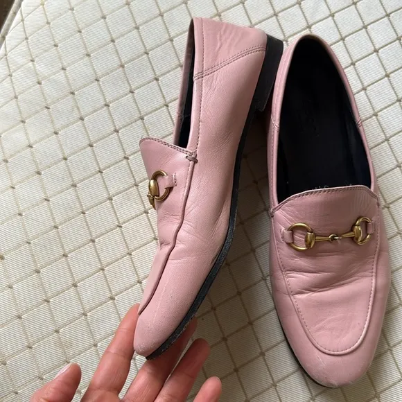 Pink Gucci Leather Loafers