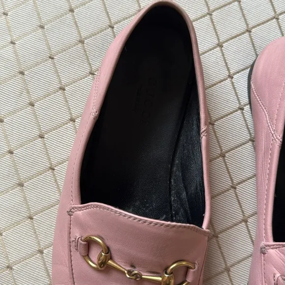 Pink Gucci Leather Loafers