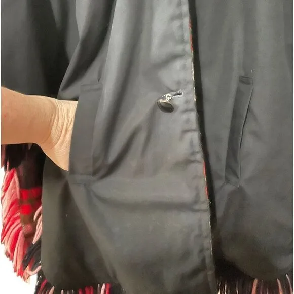 Pioneer Wear RARE Reversible Riding Poncho Wool Red Buffalo Plaid Waterproof