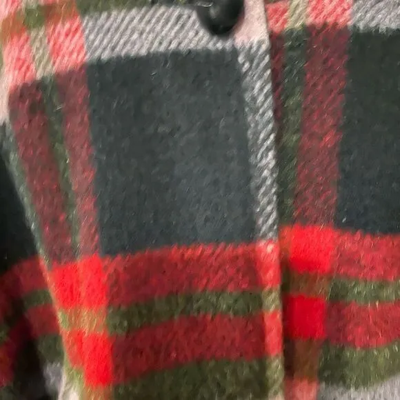 Pioneer Wear RARE Reversible Riding Poncho Wool Red Buffalo Plaid Waterproof