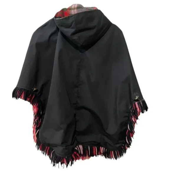 Pioneer Wear RARE Reversible Riding Poncho Wool Red Buffalo Plaid Waterproof