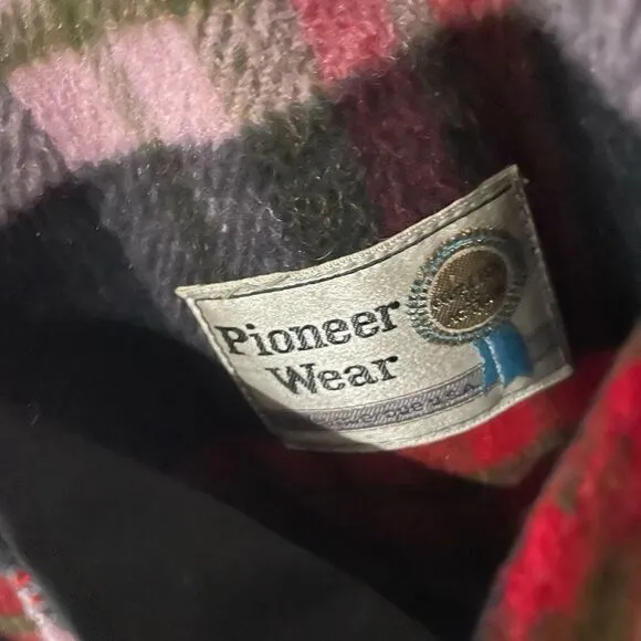 Pioneer Wear RARE Reversible Riding Poncho Wool Red Buffalo Plaid Waterproof