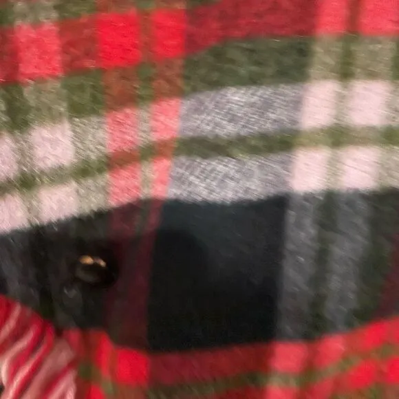 Pioneer Wear RARE Reversible Riding Poncho Wool Red Buffalo Plaid Waterproof