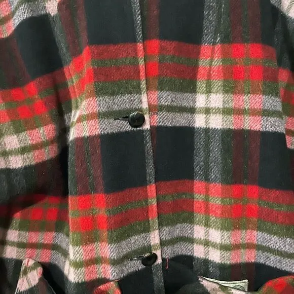 Pioneer Wear RARE Reversible Riding Poncho Wool Red Buffalo Plaid Waterproof