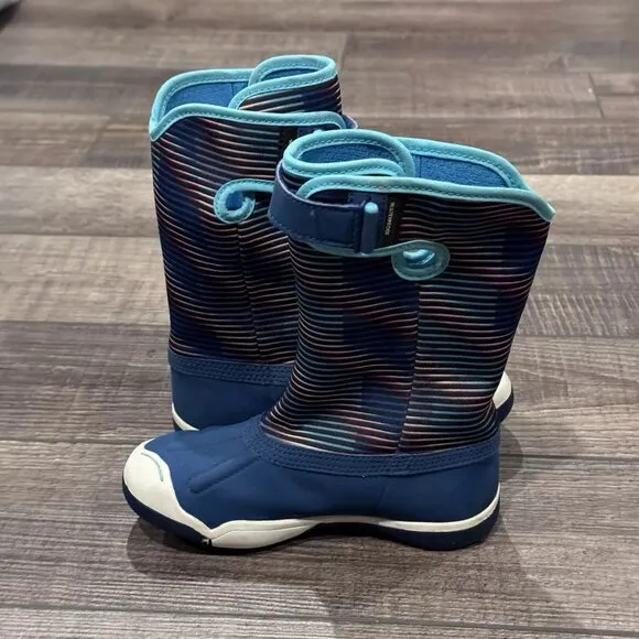 Plae Thandi WP Boots Toddler Blue Nubuck Mix Leather Waterproof Pull On Size 10