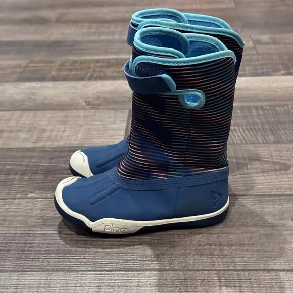 Plae Thandi WP Boots Toddler Blue Nubuck Mix Leather Waterproof Pull On Size 10