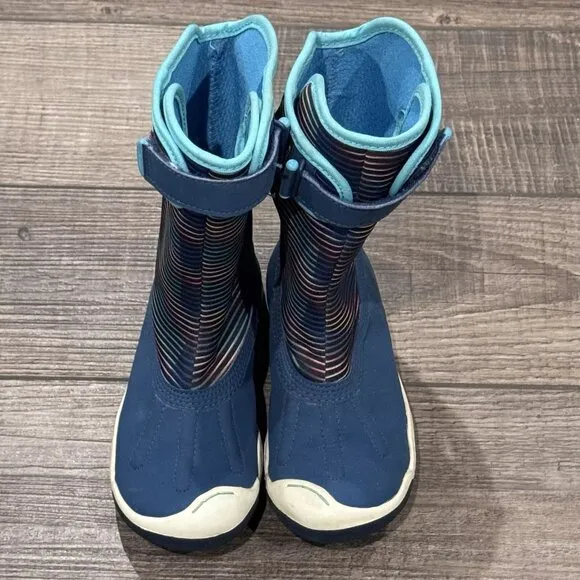 Plae Thandi WP Boots Toddler Blue Nubuck Mix Leather Waterproof Pull On Size 10