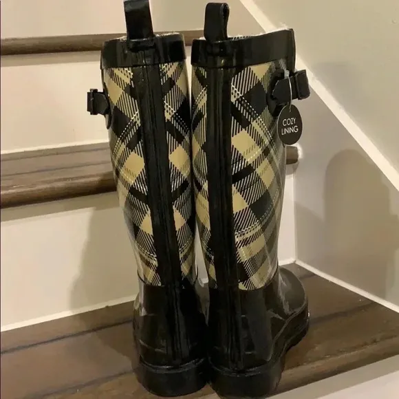 Plaid Rubber Rain Boots Waterproof Nrw