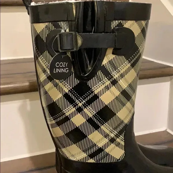 Plaid Rubber Rain Boots Waterproof Nrw