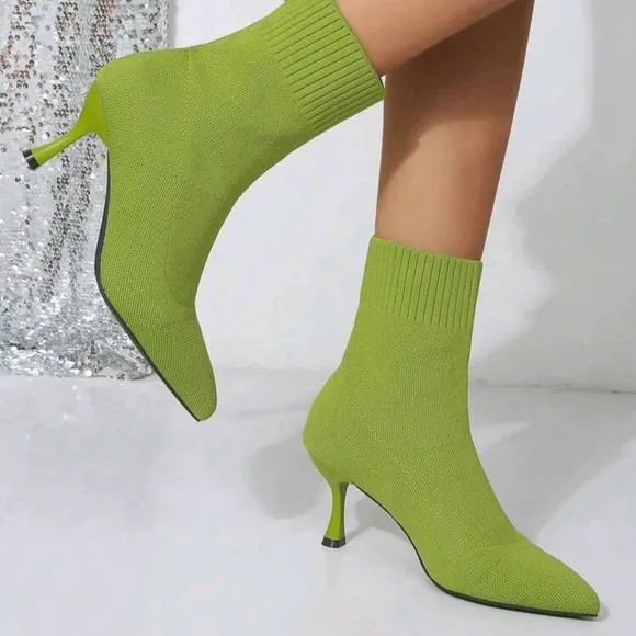 Pointed Toe Breathable High Heel Ankle Boots For Women