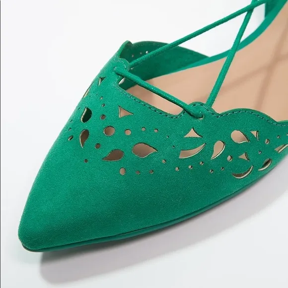 Pointed Toe Lace Up Ballet Flats