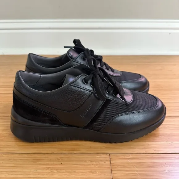 Pollini Leather Black Casual Sneackers Size 42/9.5