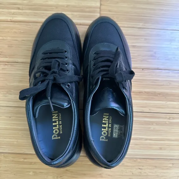 Pollini Leather Black Casual Sneackers Size 42/9.5