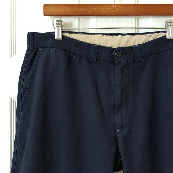 Polo Ralph Lauren 90's Vintage Preppy Suffield Fit Linen Blend Pants Navy 35/32