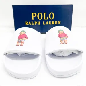 POLO Ralph Lauren CAYSON BEACH BEAR POOL SLIDES WHITE