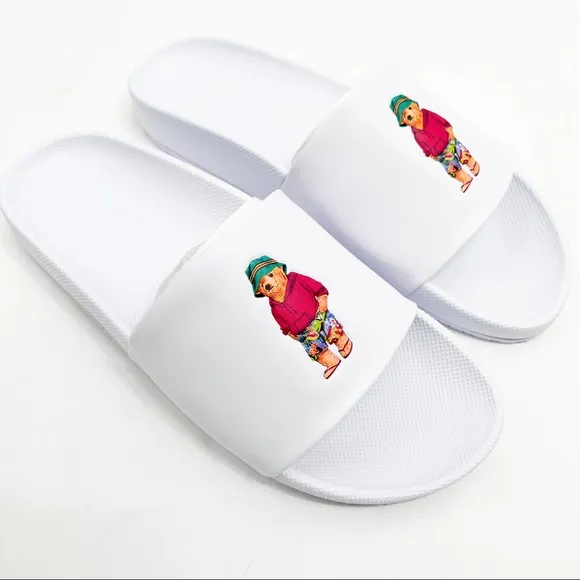 POLO Ralph Lauren CAYSON BEACH BEAR POOL SLIDES WHITE