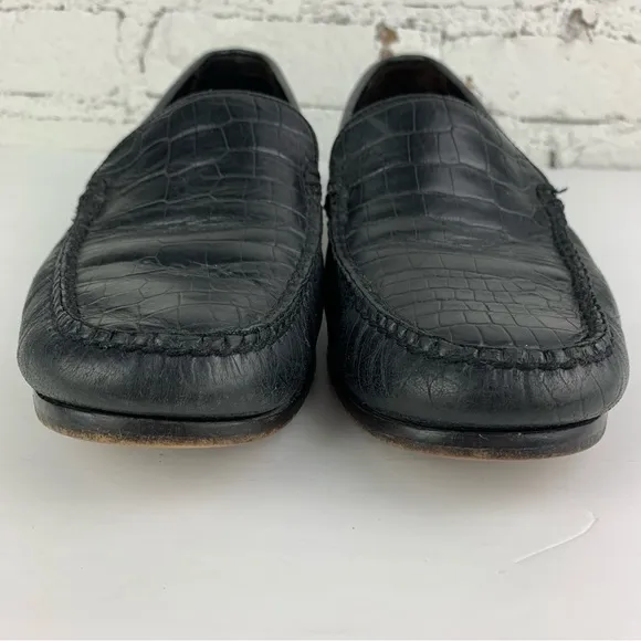 Polo Ralph Lauren Croc Alligator Leather Loafers Black 10D
