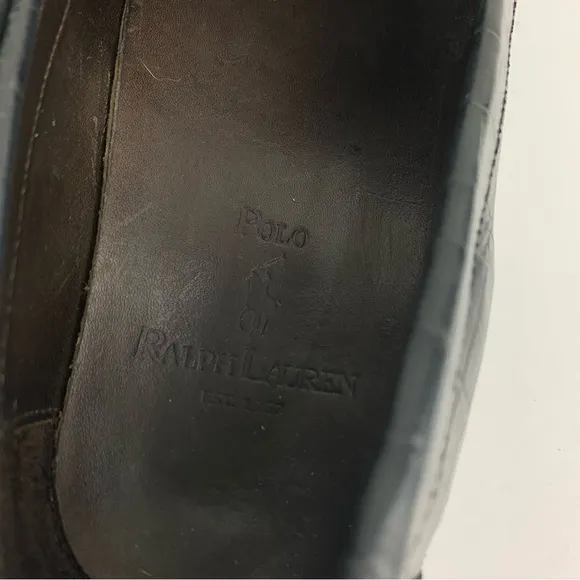 Polo Ralph Lauren Croc Alligator Leather Loafers Black 10D