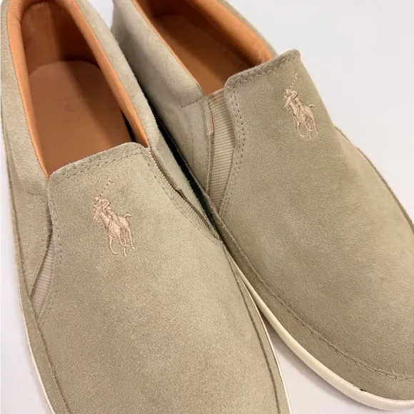 Polo Ralph Lauren ELBERT Tan Suede Leather Slip On Deck Boat Loafers