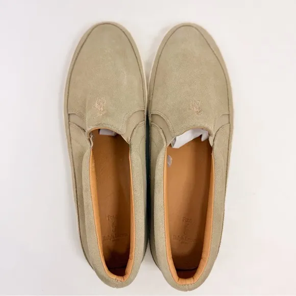Polo Ralph Lauren ELBERT Tan Suede Leather Slip On Deck Boat Loafers