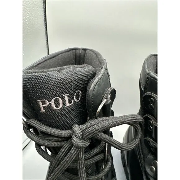 Polo Ralph Lauren‎ Men 7D Crestwick Black Duck Boots Waterproof Tan Pony Logo
