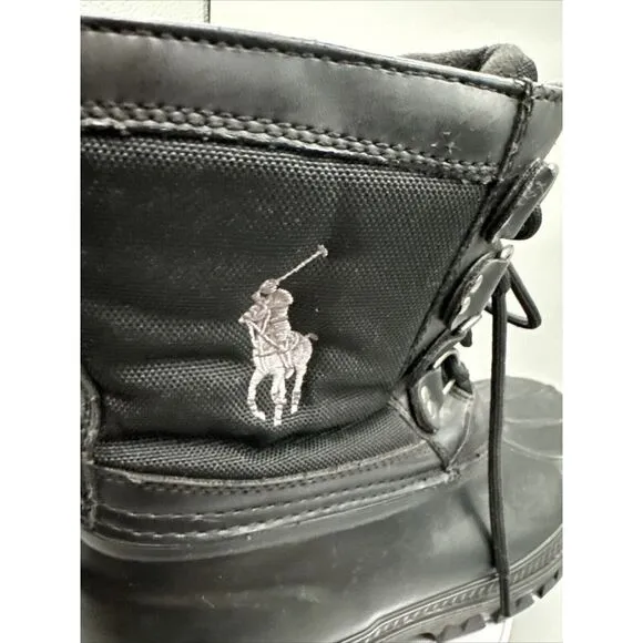 Polo Ralph Lauren‎ Men 7D Crestwick Black Duck Boots Waterproof Tan Pony Logo