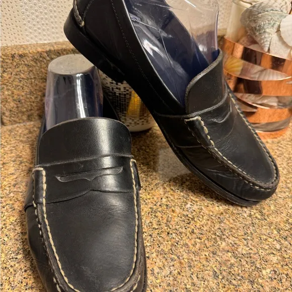 Polo Ralph Lauren men’s black leather Penny loafers made in Brazil size 9D‎