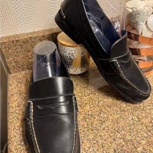 Polo Ralph Lauren men’s black leather Penny loafers made in Brazil size 9D‎