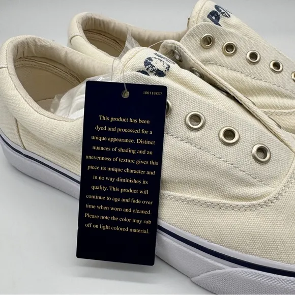 Polo Ralph Lauren Mens Keaton Chic Cream Slip on Laceless Sneakers