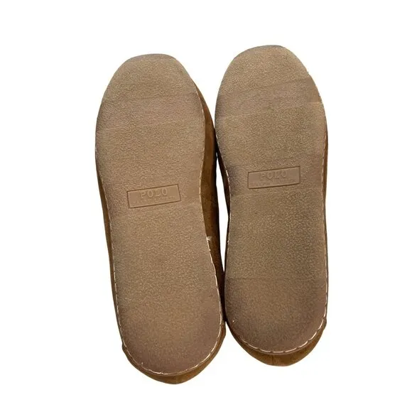 Polo Ralph Lauren mens Size 13 Brown collins moccasin Embroidered Logo slipper