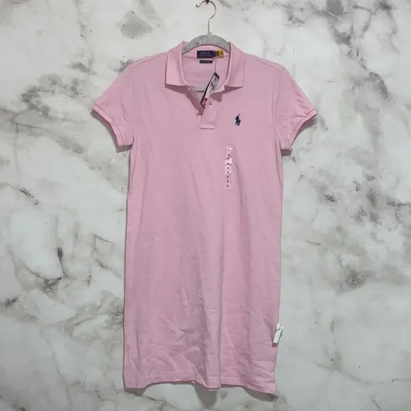 Polo Ralph Lauren Soft Pink Cotton Mesh Mini Dress