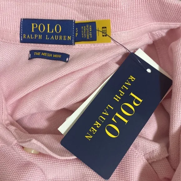 Polo Ralph Lauren Soft Pink Cotton Mesh Mini Dress