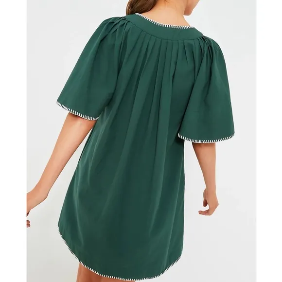 POMANDER PLACE Green Stitch Finley Flutter Sleeve Dress