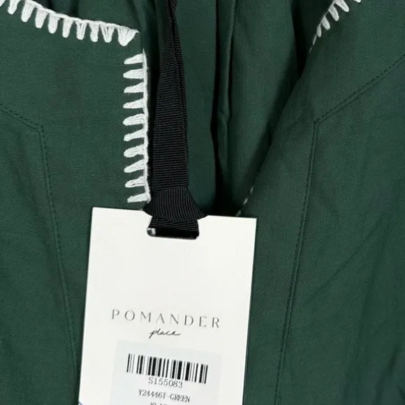 POMANDER PLACE Green Stitch Finley Flutter Sleeve Dress