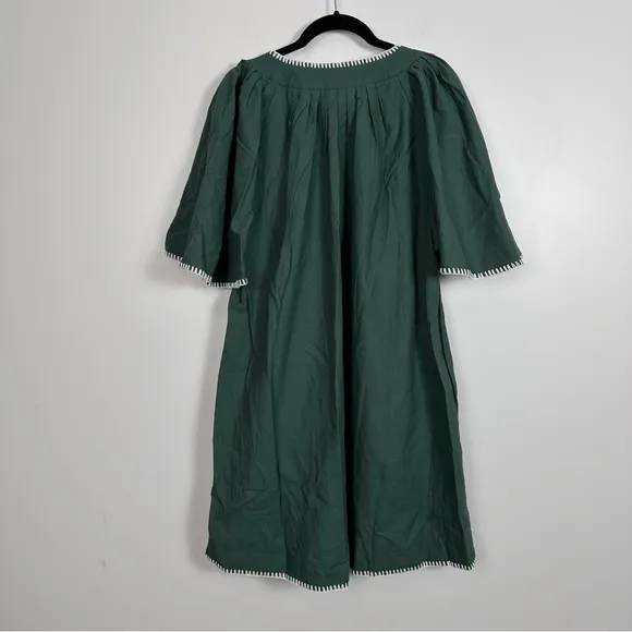 POMANDER PLACE Green Stitch Finley Flutter Sleeve Dress
