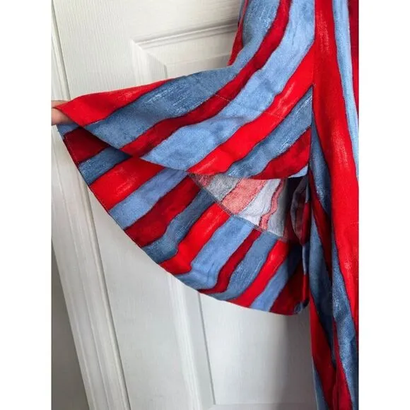 Pomander Place Tuckernuck Painterly Stripe Finley Flutter Sleeve Dress XL