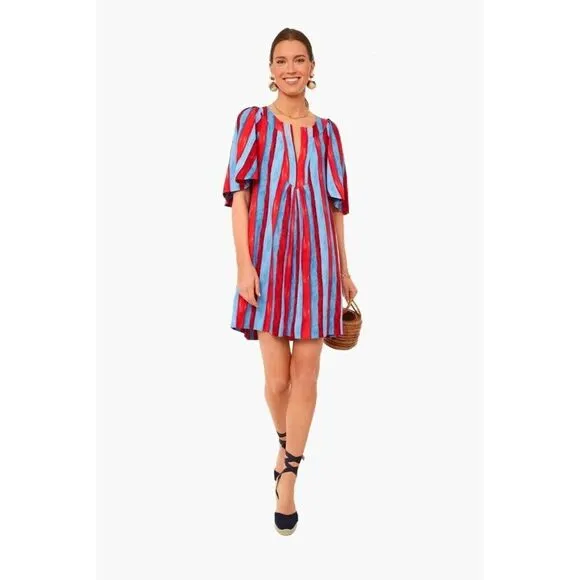 Pomander Place Tuckernuck Painterly Stripe Finley Flutter Sleeve Dress XL