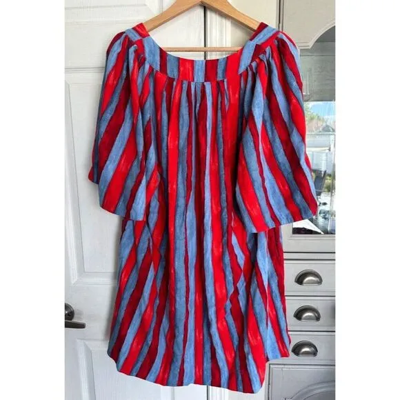 Pomander Place Tuckernuck Painterly Stripe Finley Flutter Sleeve Dress XL