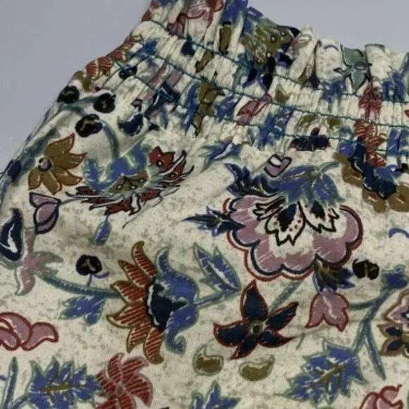 Pomander Womens Shorts Cream Beige/Multi Size Chintz Nova Floral Cotton Size L