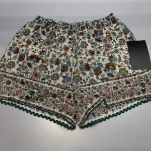 Pomander Womens Shorts Cream Beige/Multi Size Chintz Nova Floral Cotton Size L