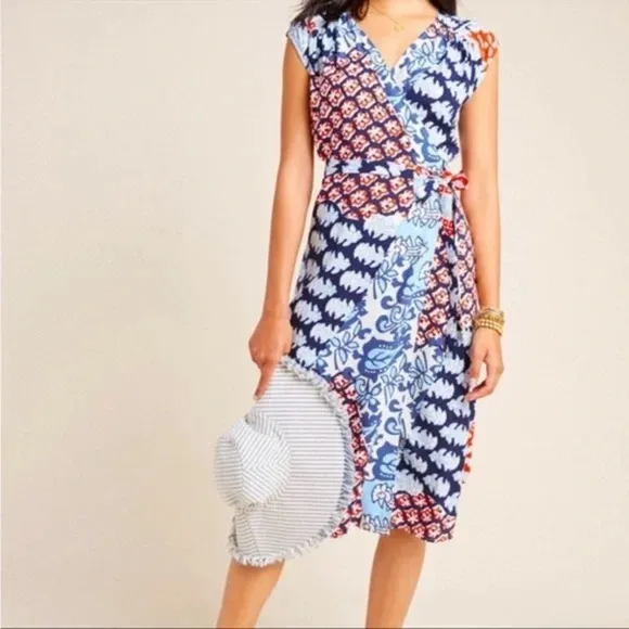 Porridge Dress Women’s Small Ricarda Floral Paisley Patchwork Wrap Dress
