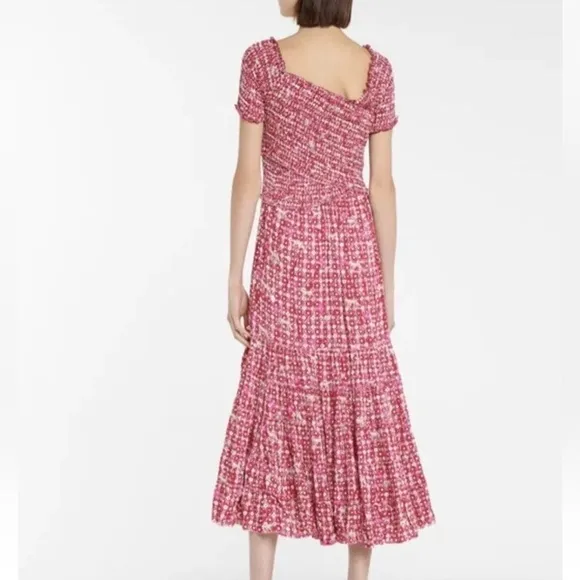 Poupette St. Barth Soledad Smocked Pink Midi Dress NWOT