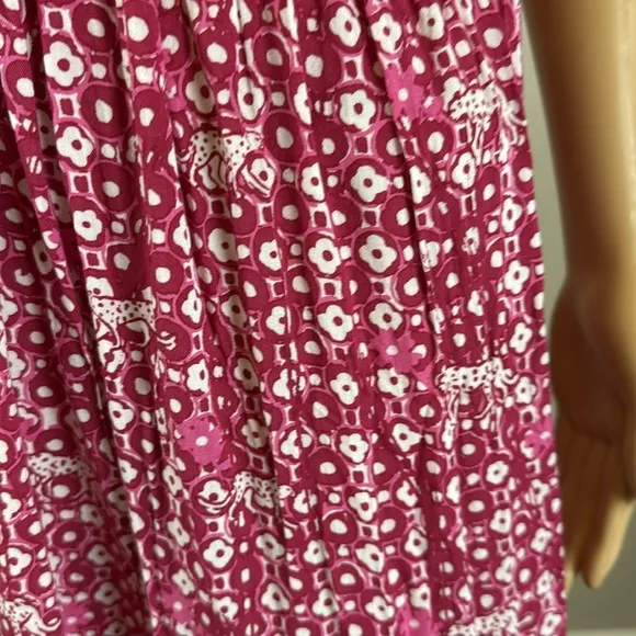 Poupette St. Barth Soledad Smocked Pink Midi Dress NWOT