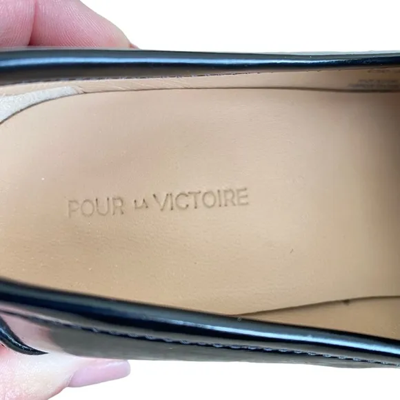 Pour La Victoire Tegan Kiltie Black Leather Fringe Bow Loafers Size 6
