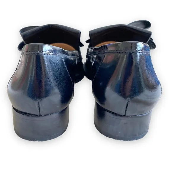 Pour La Victoire Tegan Kiltie Black Leather Fringe Bow Loafers Size 6