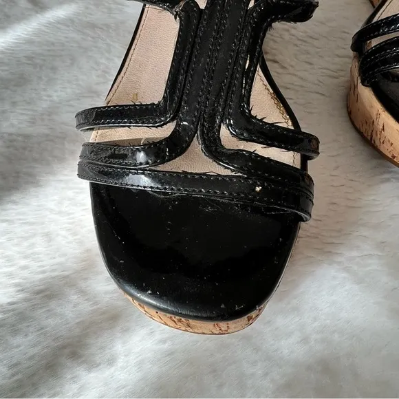 PRADA 35.5 Black Patent Leather Cage Espadrilles 5.5 6