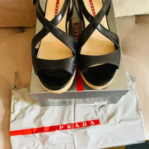Prada Black Espadrilles with Criss-Cross Design