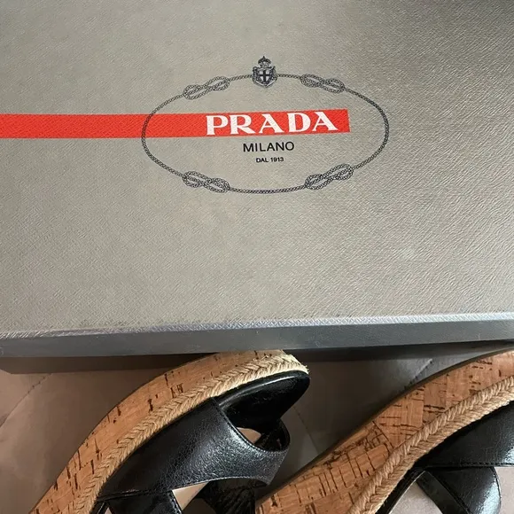 Prada Black Espadrilles with Criss-Cross Design